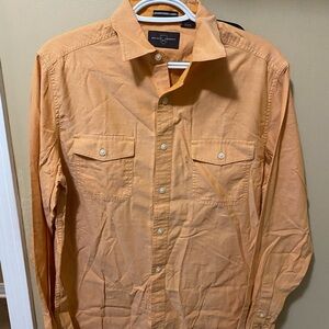 Black Brown 1826 Men's Orange Casual Button Down Shirt